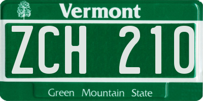 VT license plate ZCH210