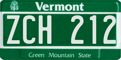 VT license plate ZCH212