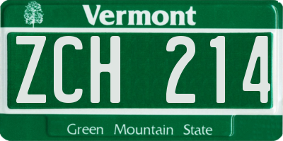 VT license plate ZCH214