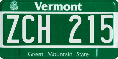 VT license plate ZCH215