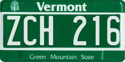VT license plate ZCH216