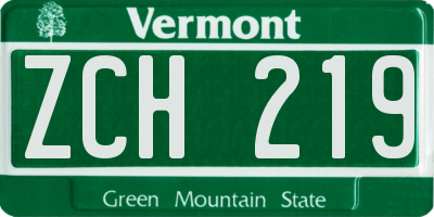 VT license plate ZCH219