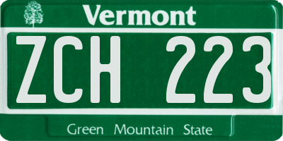 VT license plate ZCH223