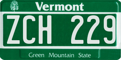 VT license plate ZCH229