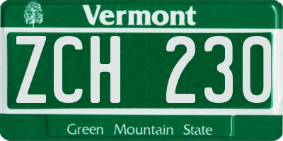 VT license plate ZCH230