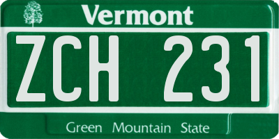 VT license plate ZCH231