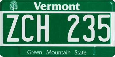 VT license plate ZCH235