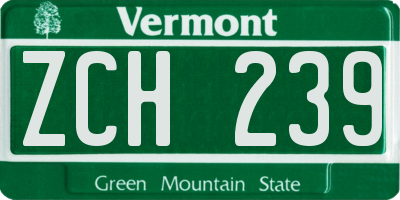 VT license plate ZCH239