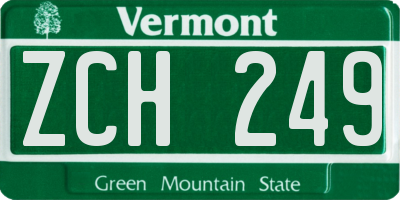 VT license plate ZCH249