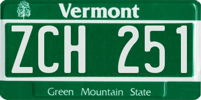 VT license plate ZCH251