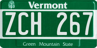VT license plate ZCH267