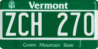 VT license plate ZCH270