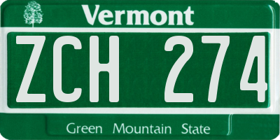 VT license plate ZCH274