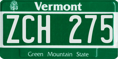 VT license plate ZCH275