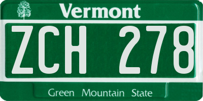 VT license plate ZCH278