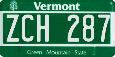 VT license plate ZCH287