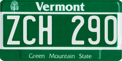 VT license plate ZCH290