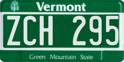 VT license plate ZCH295
