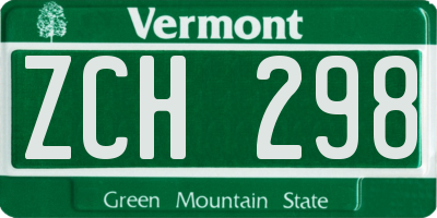 VT license plate ZCH298