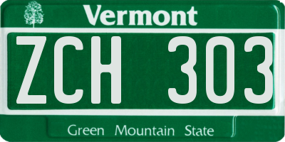 VT license plate ZCH303
