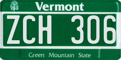 VT license plate ZCH306