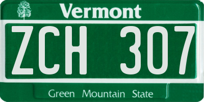 VT license plate ZCH307