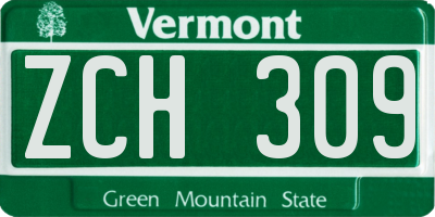 VT license plate ZCH309