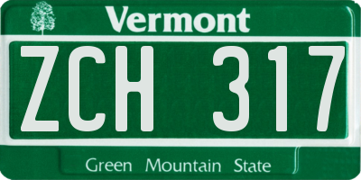 VT license plate ZCH317
