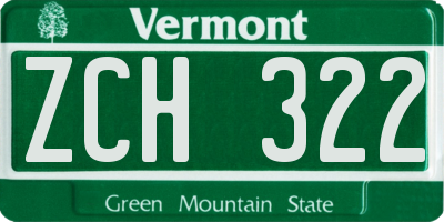 VT license plate ZCH322