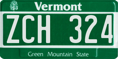 VT license plate ZCH324