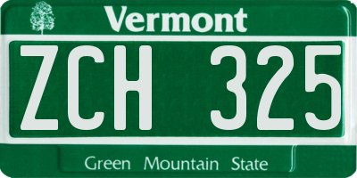 VT license plate ZCH325