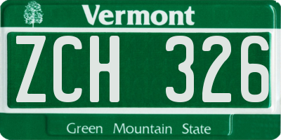VT license plate ZCH326