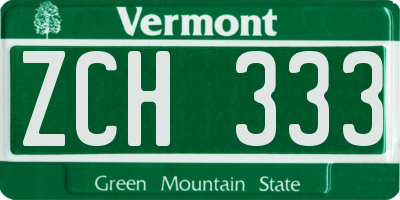 VT license plate ZCH333