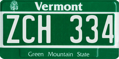 VT license plate ZCH334