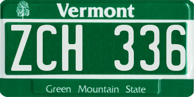 VT license plate ZCH336