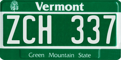 VT license plate ZCH337