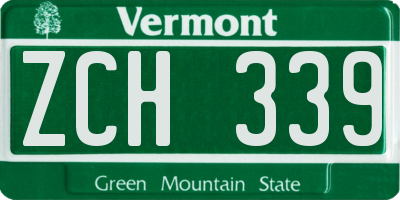 VT license plate ZCH339
