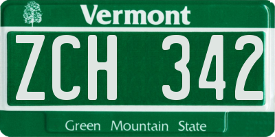 VT license plate ZCH342
