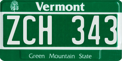 VT license plate ZCH343
