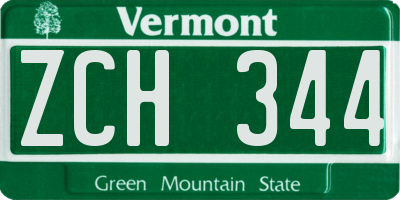 VT license plate ZCH344