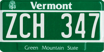 VT license plate ZCH347