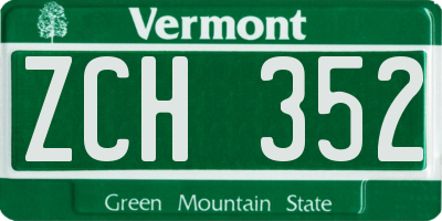 VT license plate ZCH352