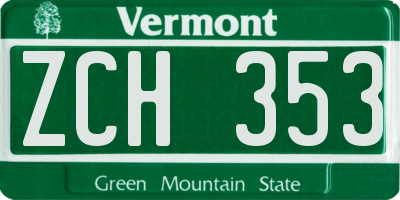 VT license plate ZCH353