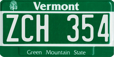 VT license plate ZCH354