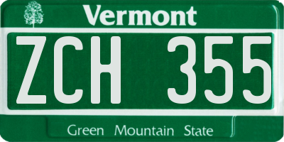 VT license plate ZCH355