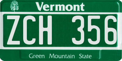 VT license plate ZCH356