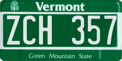 VT license plate ZCH357