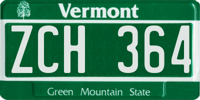 VT license plate ZCH364