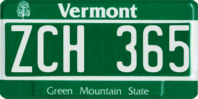 VT license plate ZCH365