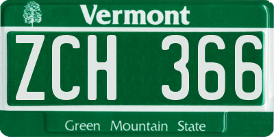 VT license plate ZCH366